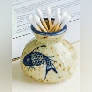 NEW Porcelain Fish Design Toothpick Flower Etc Holder